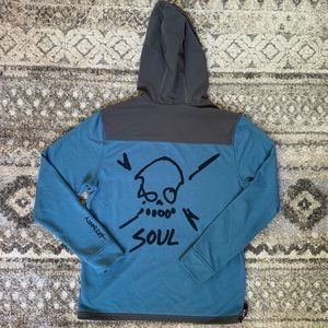 SoulCycle Blue & Gray Terry Hoodie Large
